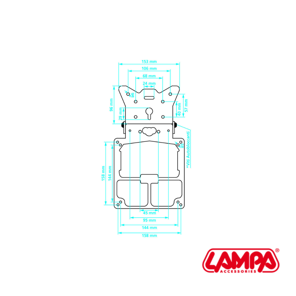 Porta Targa Con Inclinazione Regolabile - Nero 3