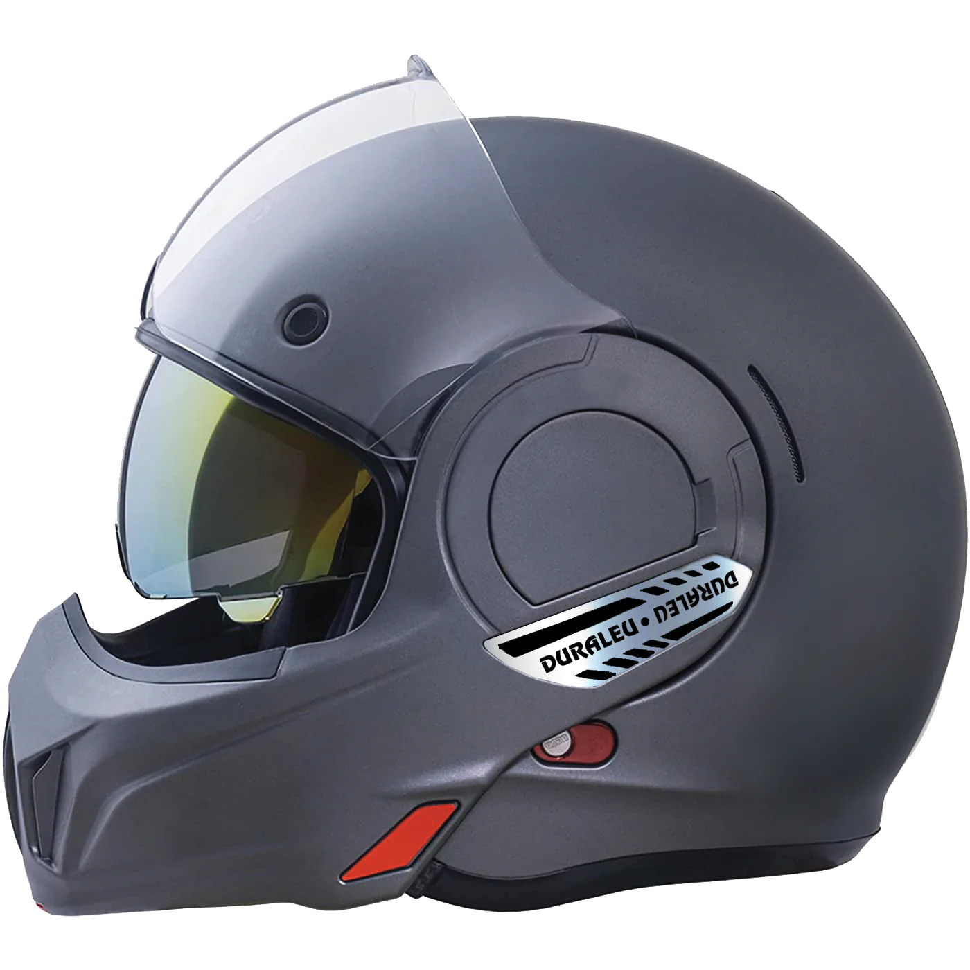 Casco Jet Moto Duraleu Cabrio Titanio Opaco Con Mentoniera Ribaltabile