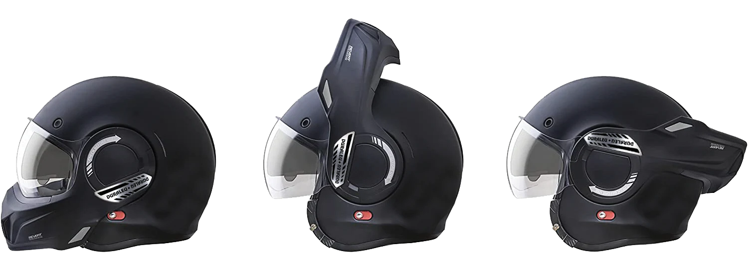 Casco Jet Moto Duraleu Cabrio Nero Opaco Con Mentoniera Ribaltabile