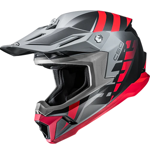 Casco Integrale Motocross HJC C50 MIRAGE MC1SF Nero Grigio Rosso Opaco