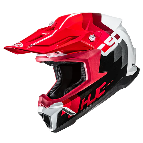 Casco Integrale Motocross HJC C50 PRIMAL MC1 Rosso Nero Argento Bianco Lucido