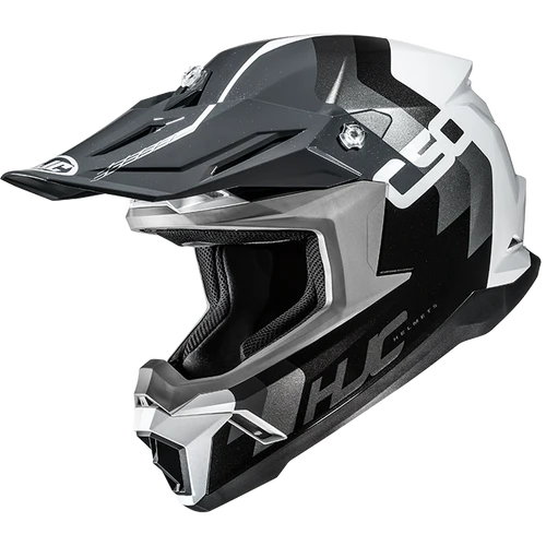 Casco Integrale Motocross HJC C50 PRIMAL MC5 Bianco Argento Grigio Nero Lucido