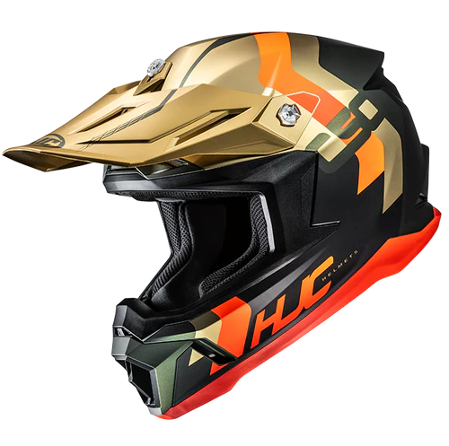 Casco Integrale Motocross HJC C50 PRIMAL MC6HSF Oro Verde Arancio Nero Opaco