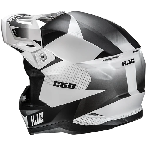 Casco Integrale Motocross HJC C50 SLIDE MC10SF Nero Bianco Grigio Opaco