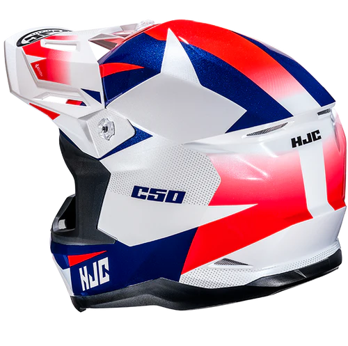Casco Integrale Motocross HJC C50 SLIDE MC21 Bianco Rosso Blu Lucido
