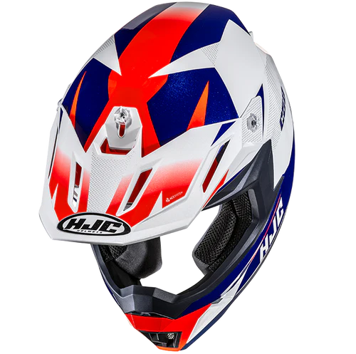 Casco Integrale Motocross HJC C50 SLIDE MC21 Bianco Rosso Blu Lucido