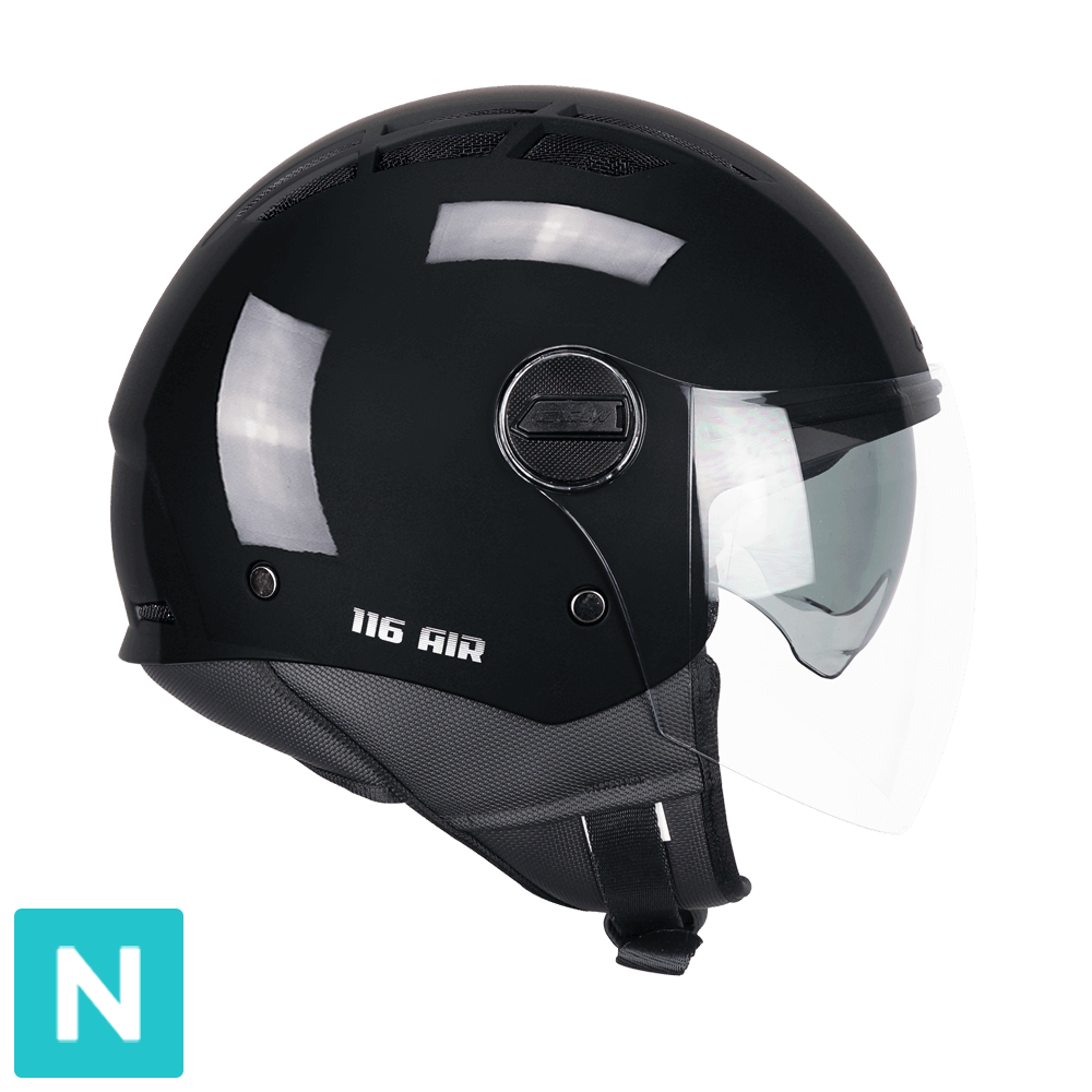 Casco Jet CGM AIR Mono Nero Lucido Visiera E Parasole ECE 22-06