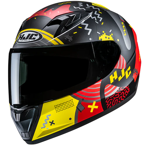 Casco Moto Bimbo Integrale Y10 MIKA MC1SF Nero Rosso Giallo Opaco