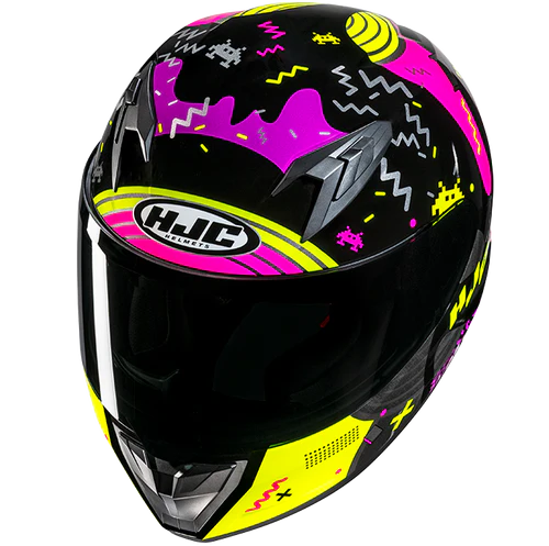 Casco Moto Bimbo Integrale Y10 MIKA MC3H Nero Fucsia Giallo Fluo Lucido