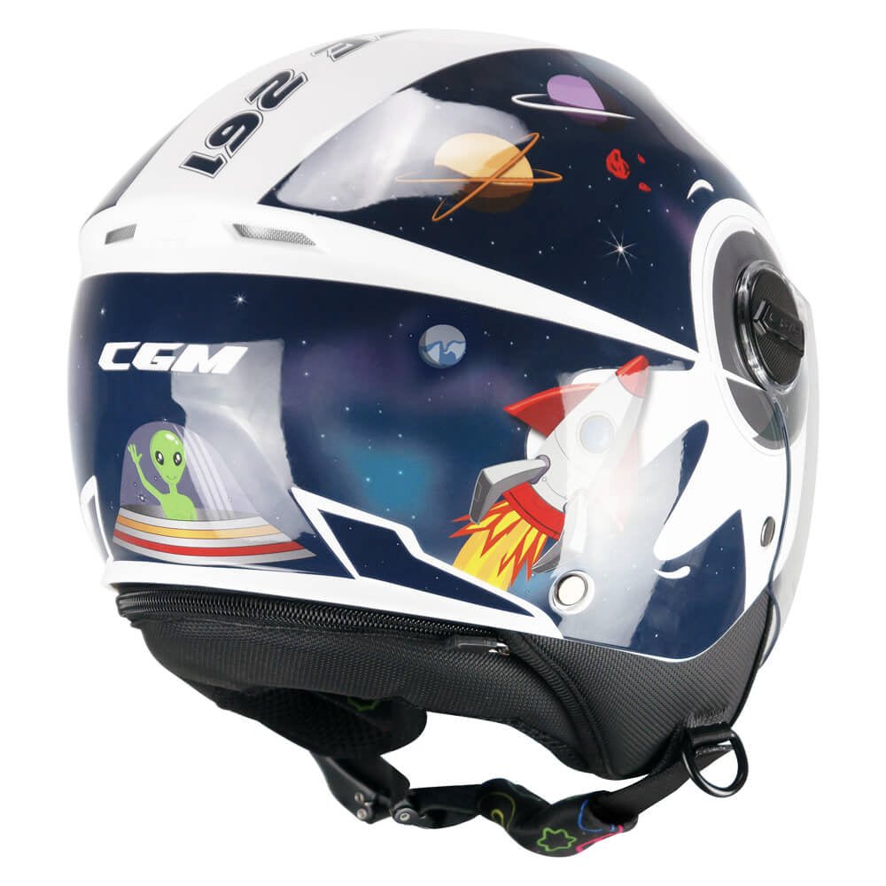 Casco Moto Bimbo Jet CGM 261S MINI SPACE Blu Bianco
