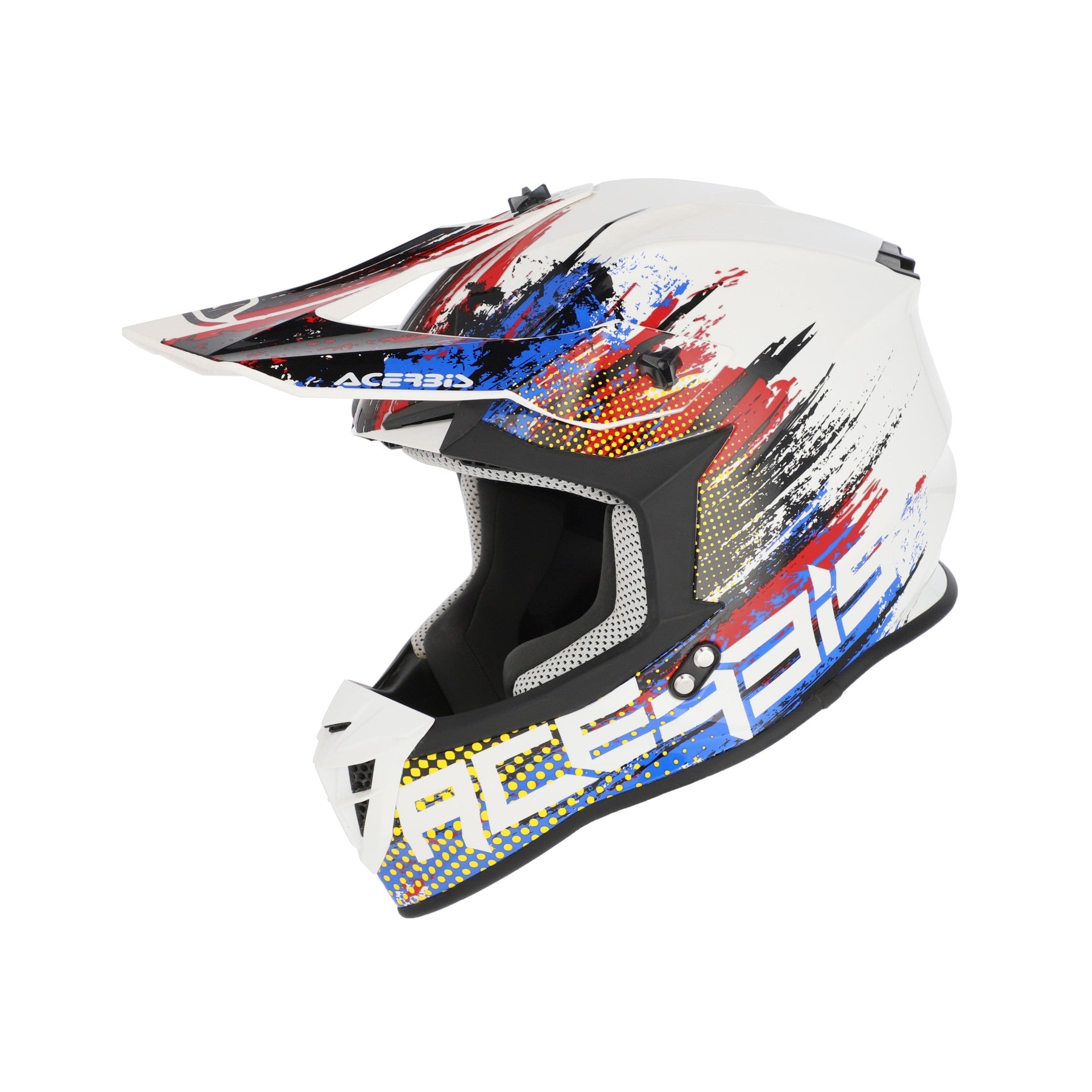 Casco Moto Cross ACERBIS LINEAR 2206 Bianco Blu Rosso