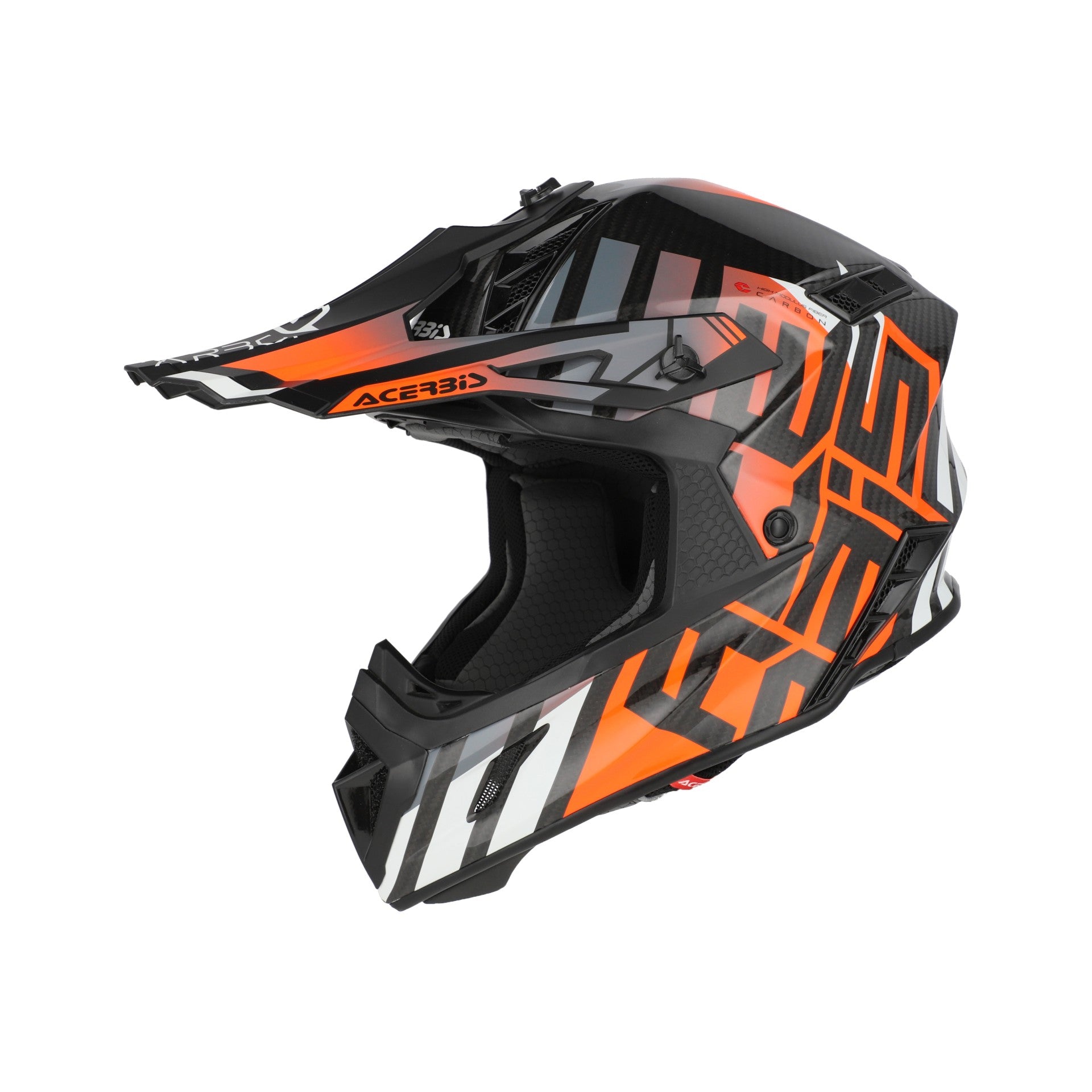 Casco Moto Cross ACERBIS STEEL CARBON 2206 Nero Arancio Fluo