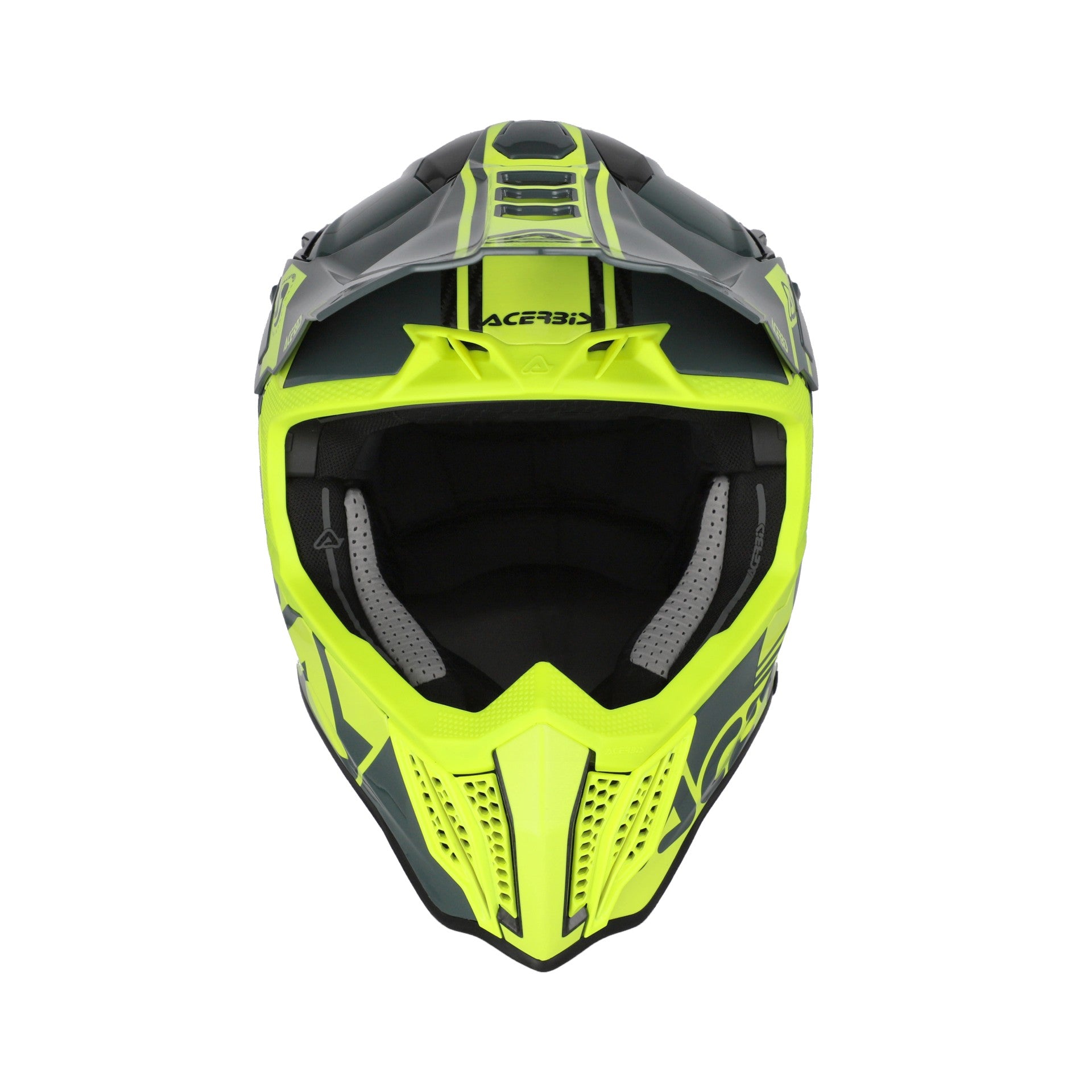 Casco Moto Cross Integrale ACERBIS AIRSTRIKE-C Carbon Nero Giallo Fluo