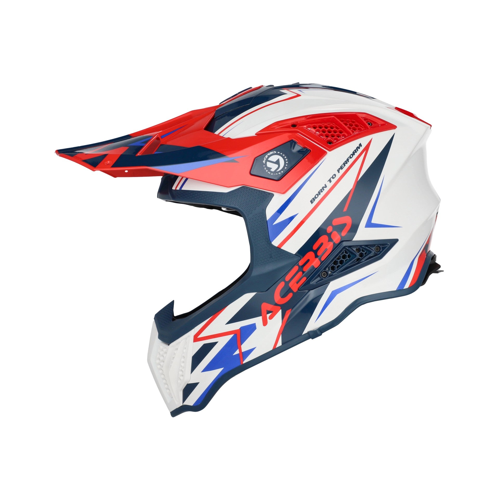 Casco Moto Cross Integrale ACERBIS AIRSTRIKE-X Bianco Blu Rosso