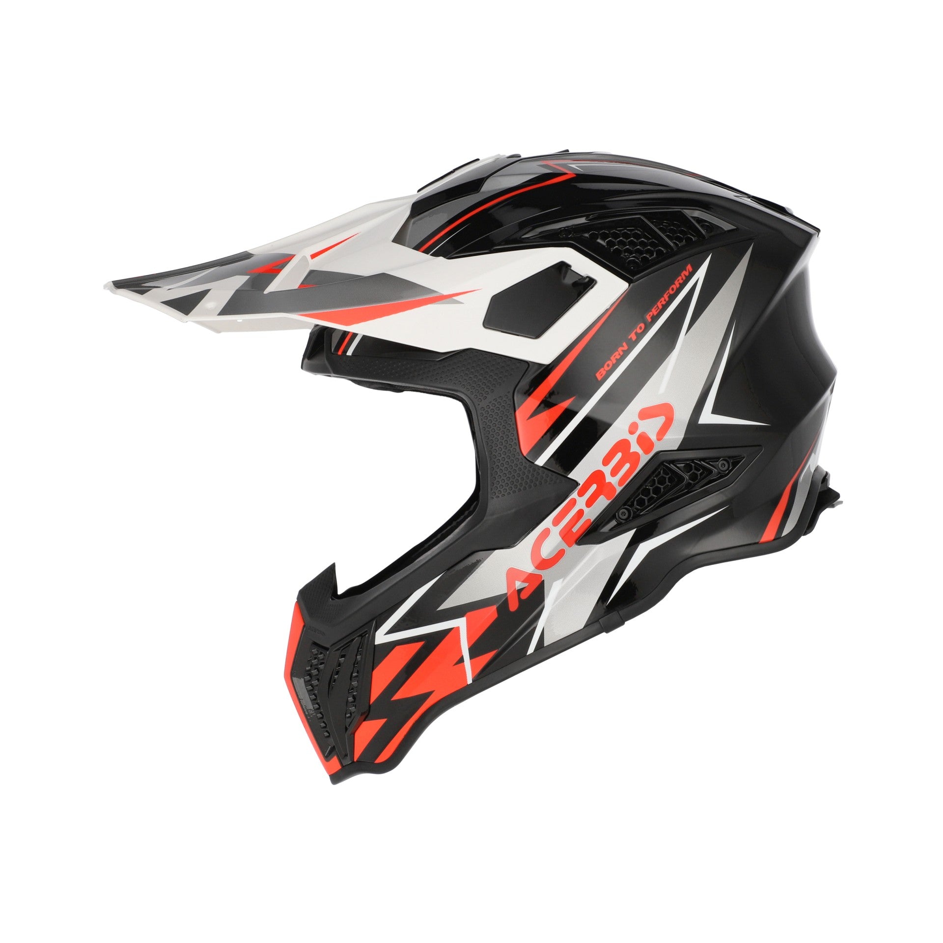 Casco Moto Cross Integrale ACERBIS AIRSTRIKE-X Nero Arancio Fluo