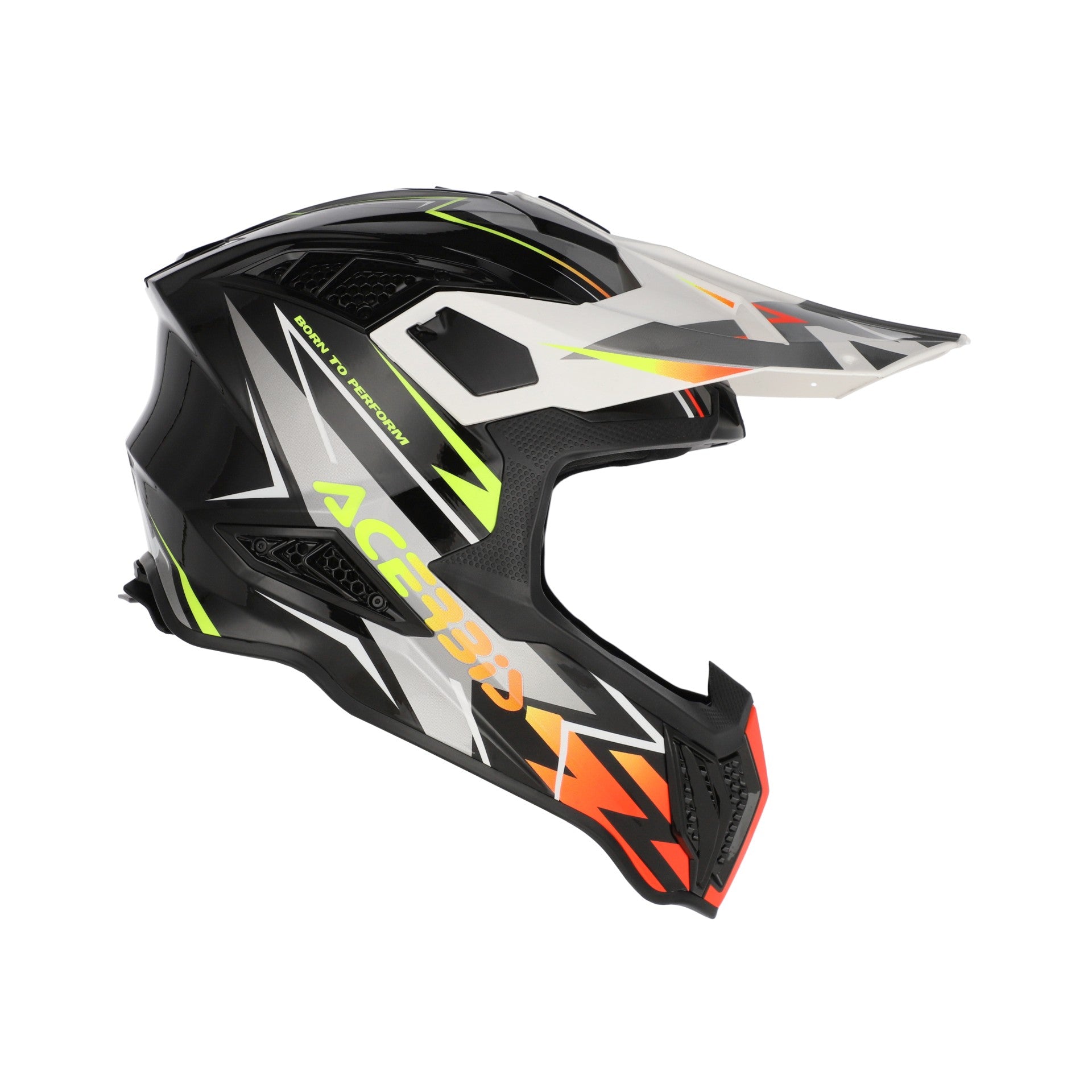 Casco Moto Cross Integrale ACERBIS AIRSTRIKE-X Nero Arancio Fluo