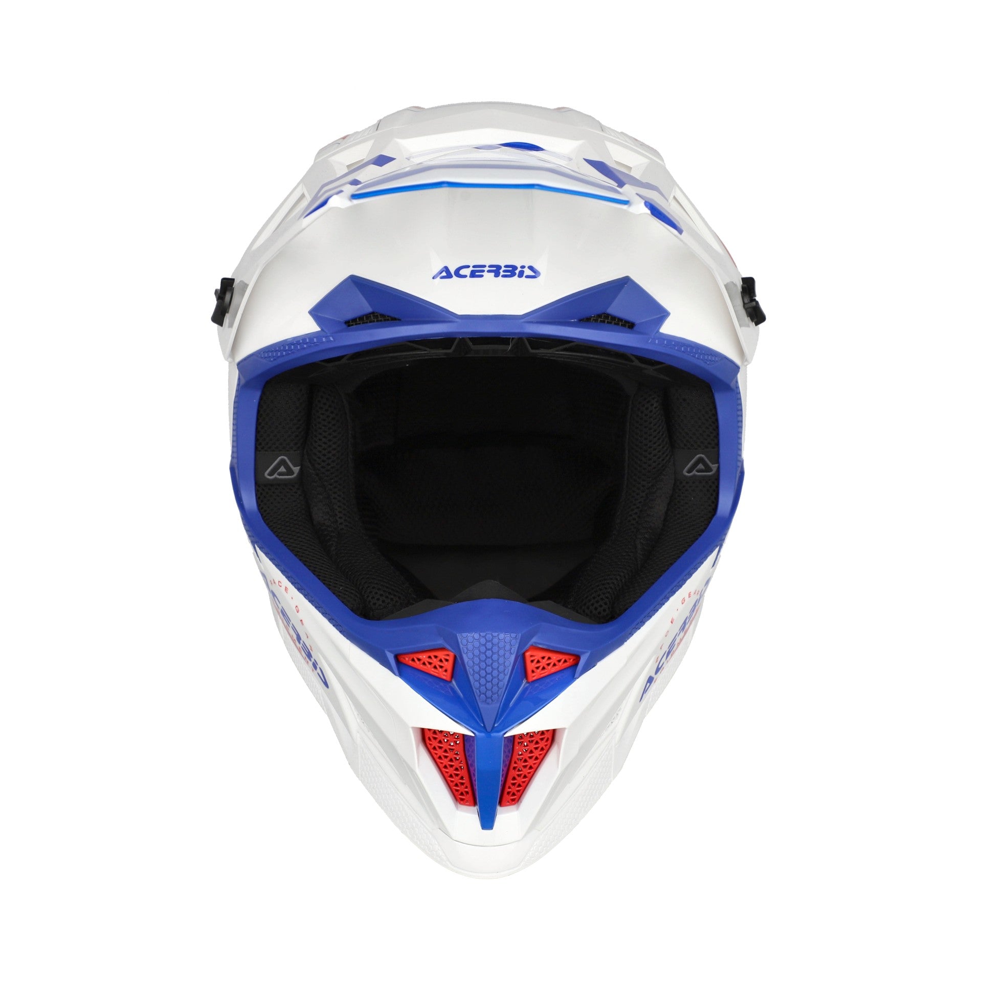 Casco Moto Cross Integrale ACERBIS T711 Bianco Blu Rosso
