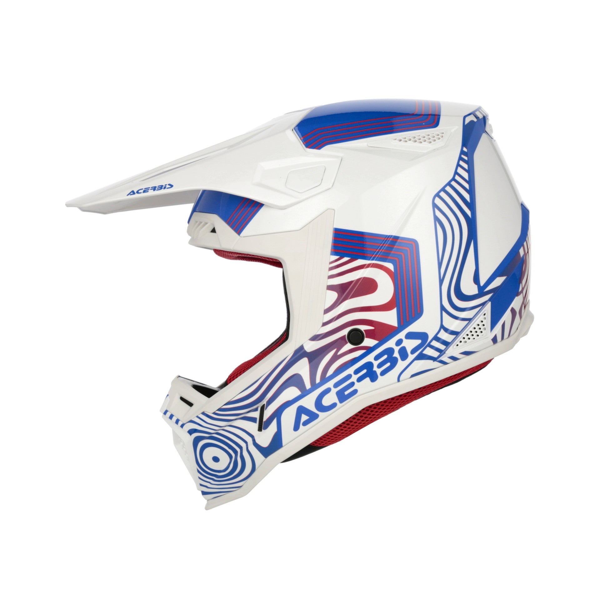 Casco Moto Cross Integrale ACERBIS WHOOPS Bianco Blu Rosso