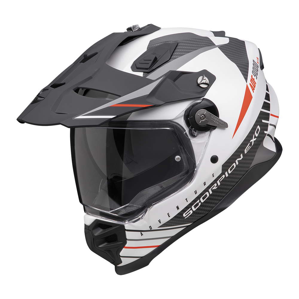 Casco Moto Integrale Adventure SCORPION ADF 9000 AIR FEAT Bianco Nero Rosso Opaco