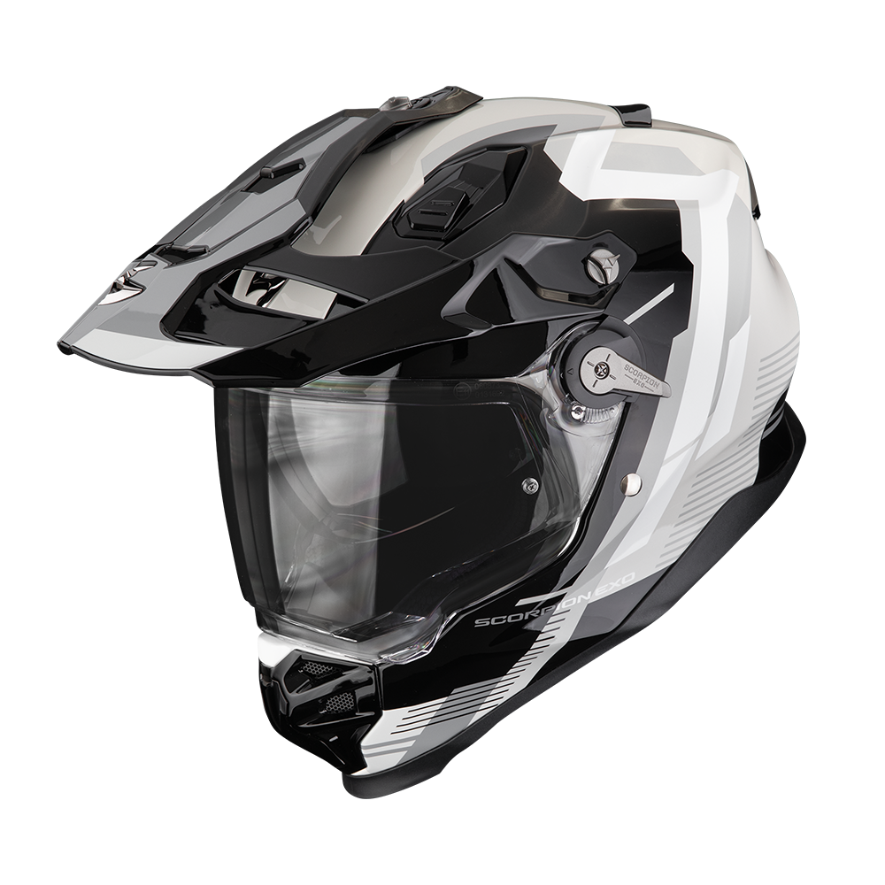 Casco Moto Integrale Adventure SCORPION ADF 9000 AIR PATROL Nero Argento