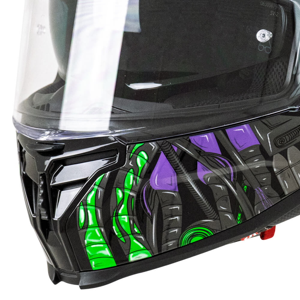 Casco Moto Integrale CGM 363R SHOT VILLAIN Nero Viola Verde Fluo
