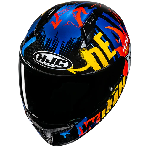 Casco Moto Integrale HJC C10 FOP MC23 Nero Blu Rosso Arancio Lucido