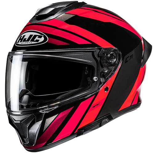 Casco Moto Integrale HJC C71 FABER MC1 Nero Rosso Lucido