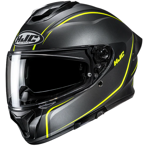 Casco Moto Integrale HJC C71 QUEZ MC3HSF Nero Antracite Giallo Fluo Opaco