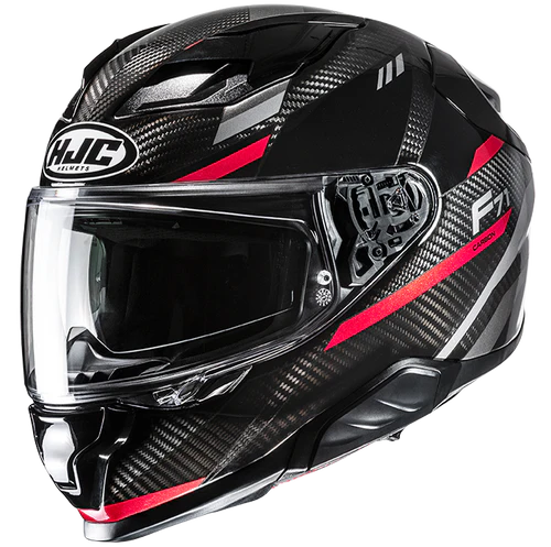 Casco Moto Integrale HJC F71 CARBON ESIRA MC1 Nero Rosso Lucido