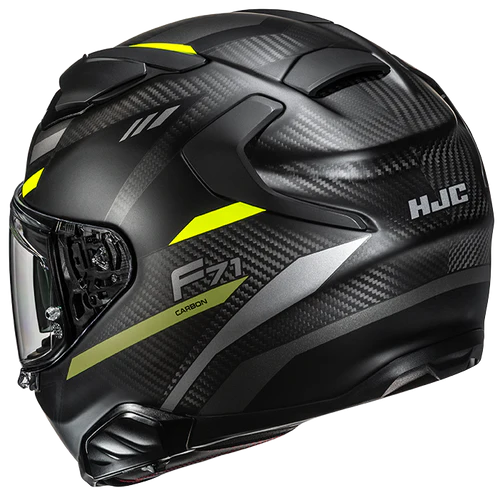 Casco Moto Integrale HJC F71 CARBON ESIRA MC3HSF Nero Giallo Fluo Opaco
