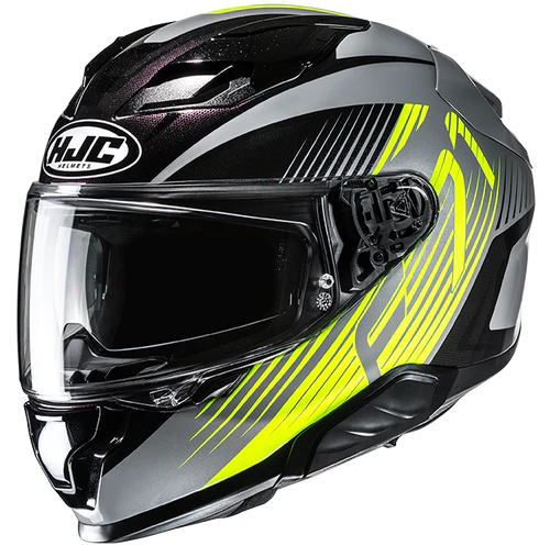Casco Moto Integrale HJC F71 CATOS MC3H Grigio Nero Giallo Fluo Lucido