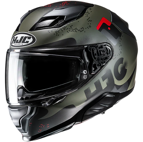 Casco Moto Integrale HJC F71 FACO MC1SF Verde Militare Nero Rosso Opaco