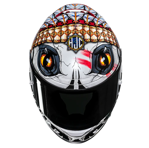 Casco Moto Integrale HJC RPHA 12 SKULLY MC1 Lucido