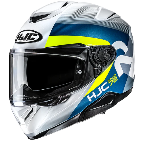 Casco Moto Integrale HJC RPHA 72 PHYTA MC3H Bianco Blu Giallo Fluo Argento Lucido