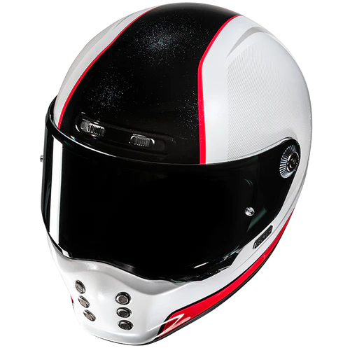 Casco Moto Integrale HJC Vintage V10 HODU MC1 Bianco Nero Rosso Lucido