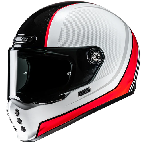 Casco Moto Integrale HJC Vintage V10 HODU MC1 Bianco Nero Rosso Lucido