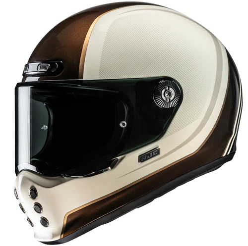 Casco Moto Integrale HJC Vintage V10 HODU MC9 Beige Marrone Lucido