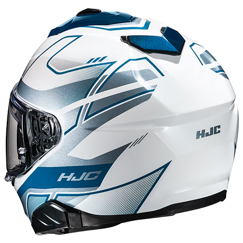 Casco Moto Integrale HJC i71 IORIX MC2 Bianco Argento Blu Lucido