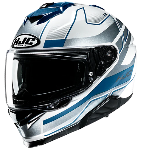 Casco Moto Integrale HJC i71 IORIX MC2 Bianco Argento Blu Lucido