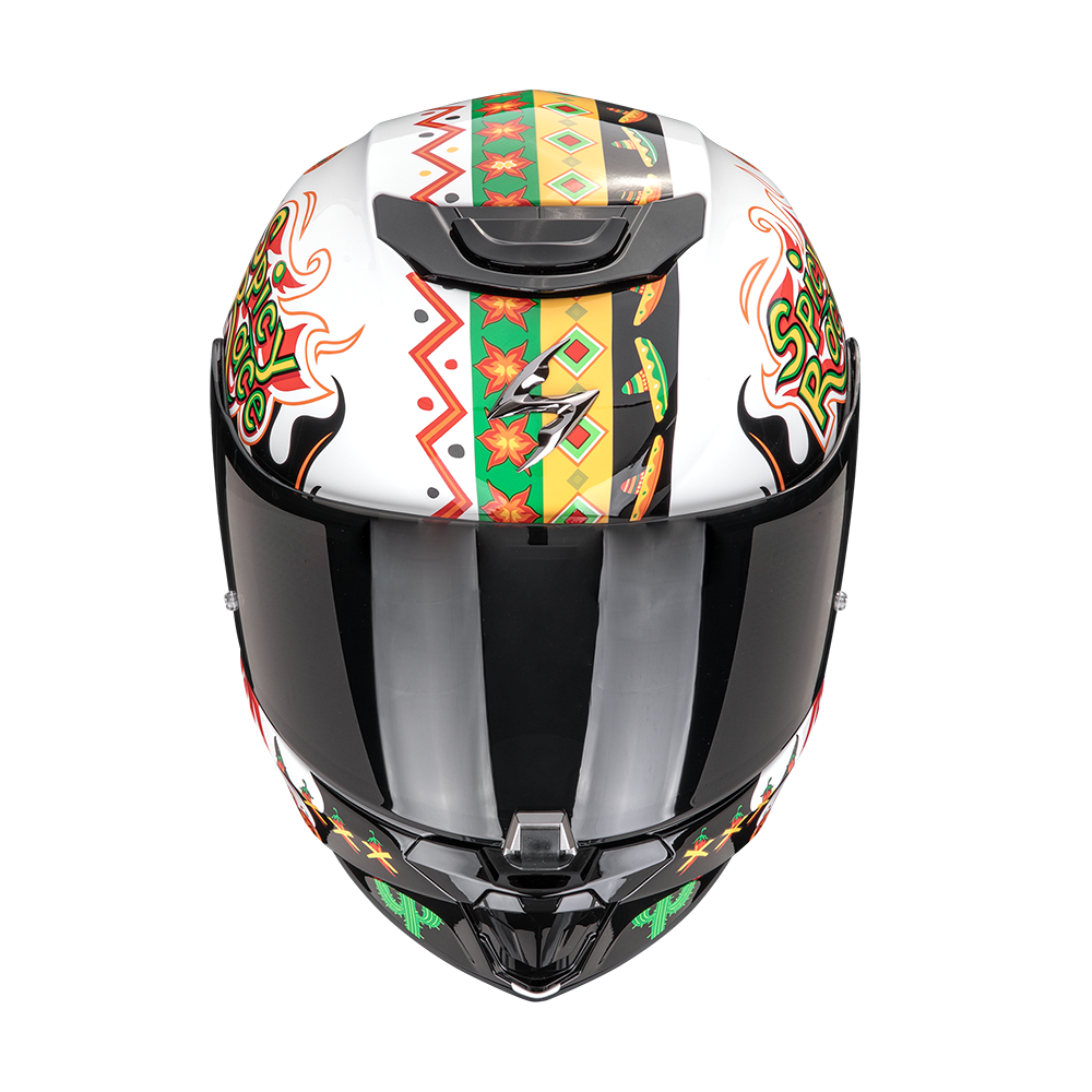 Casco Moto Integrale Junior SCORPION EXO JNR AIR YUCATAN Bianco Arancio Nero