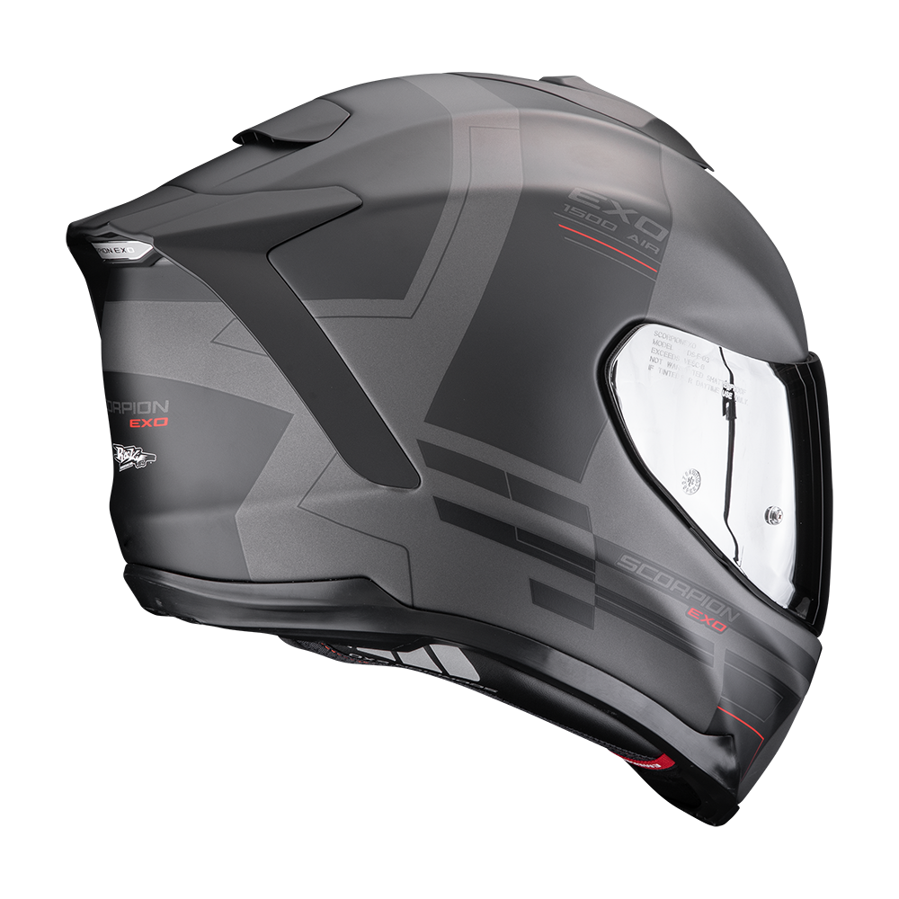 Casco Moto Integrale SCORPION EXO 1500 AIR DUAL Argento Opaco Nero Rosso