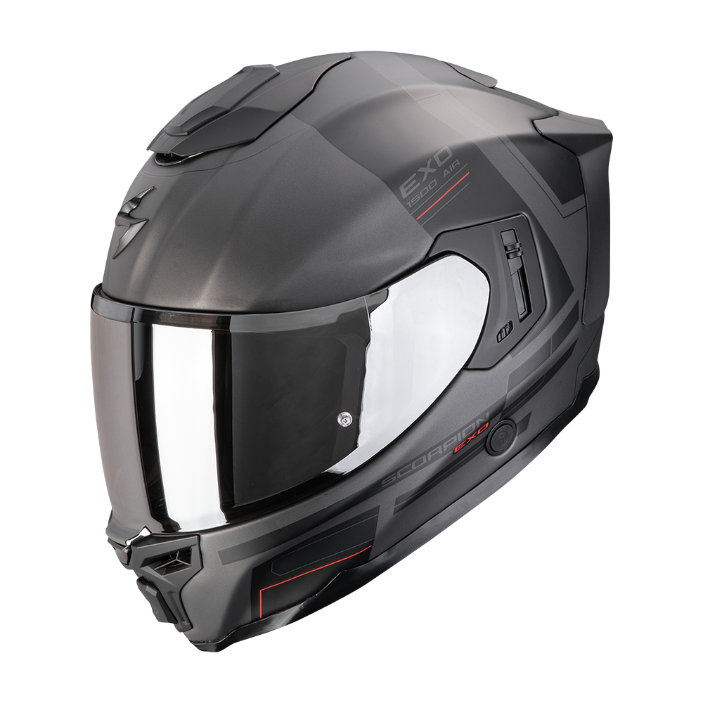 Casco Moto Integrale SCORPION EXO 1500 AIR DUAL Argento Opaco Nero Rosso