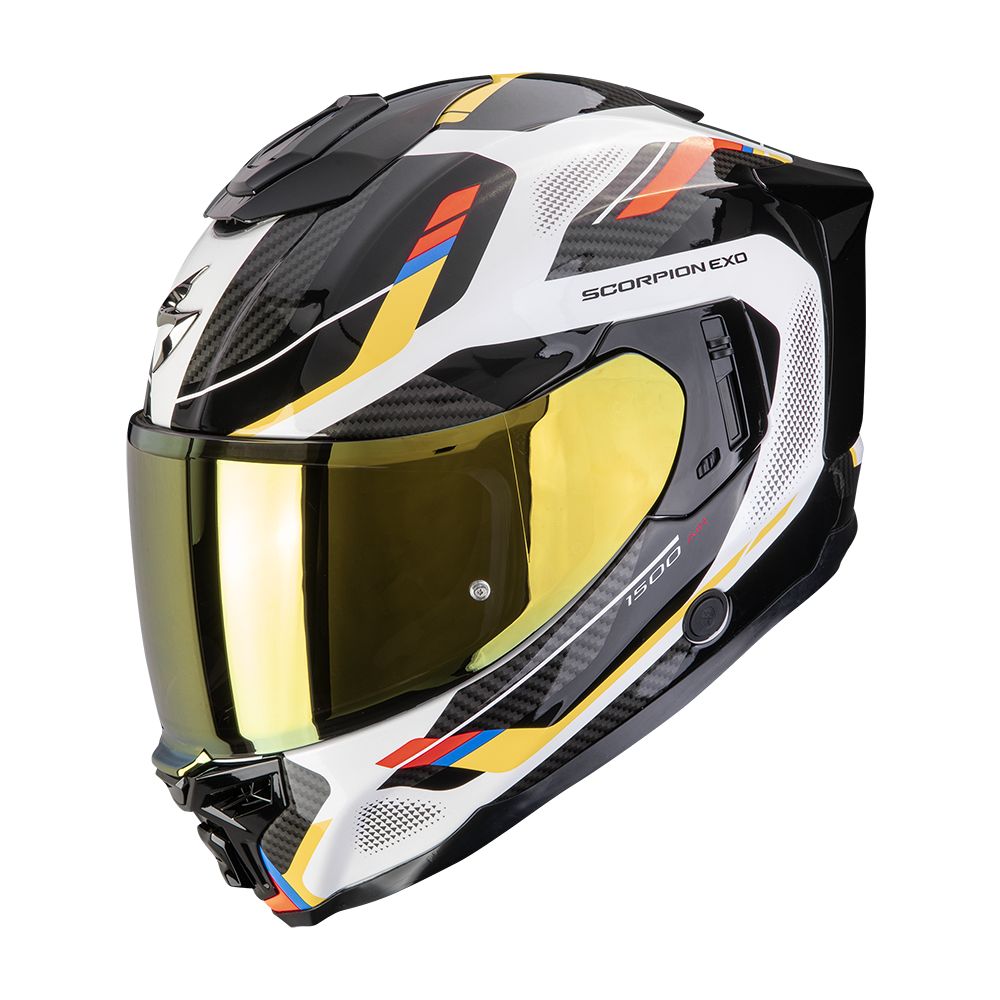 Casco Moto Integrale SCORPION EXO 1500 AIR SLEEK Bianco Blu Giallo