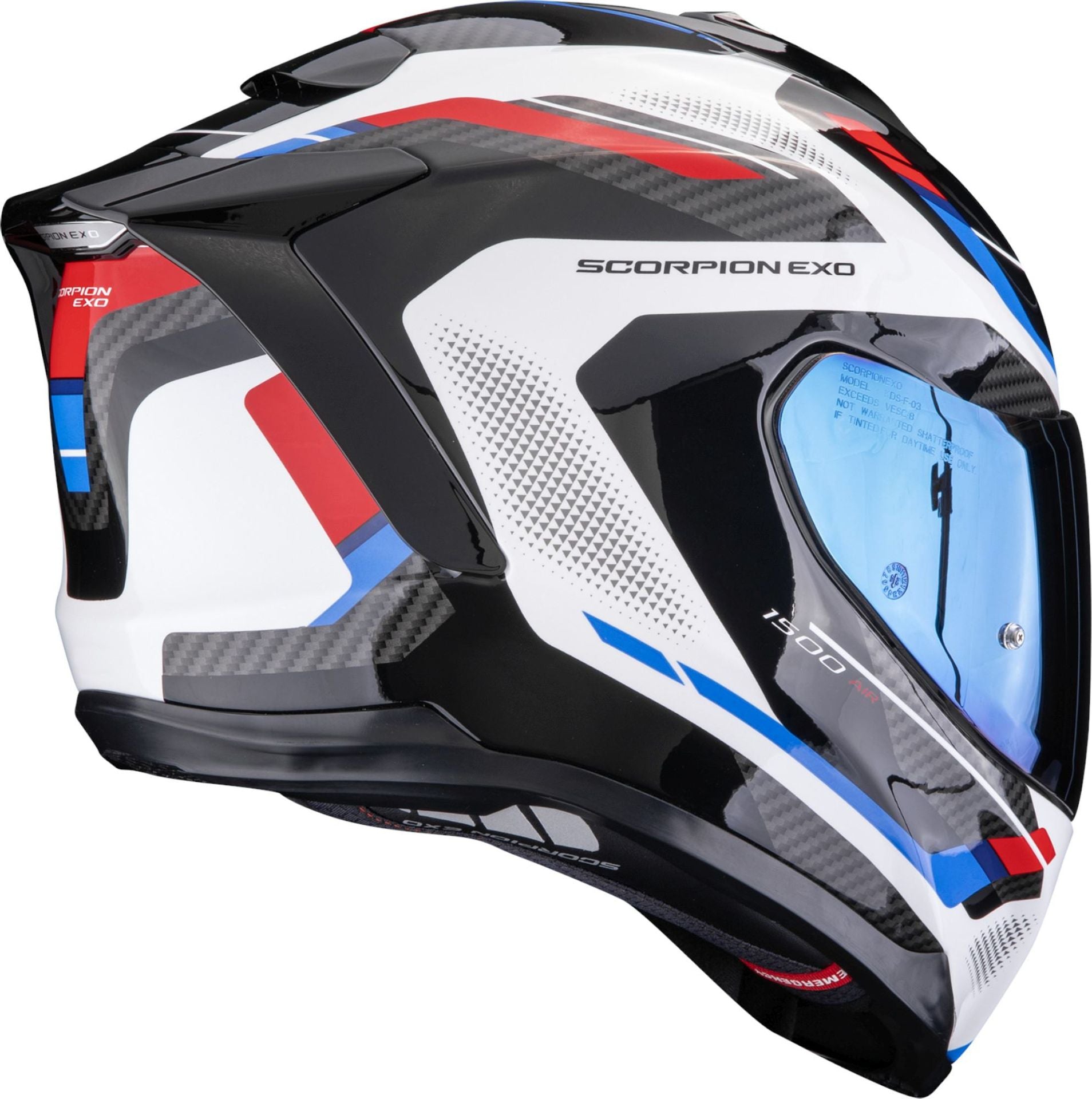 Casco Moto Integrale SCORPION EXO 1500 AIR SLEEK Bianco Rosso Blu