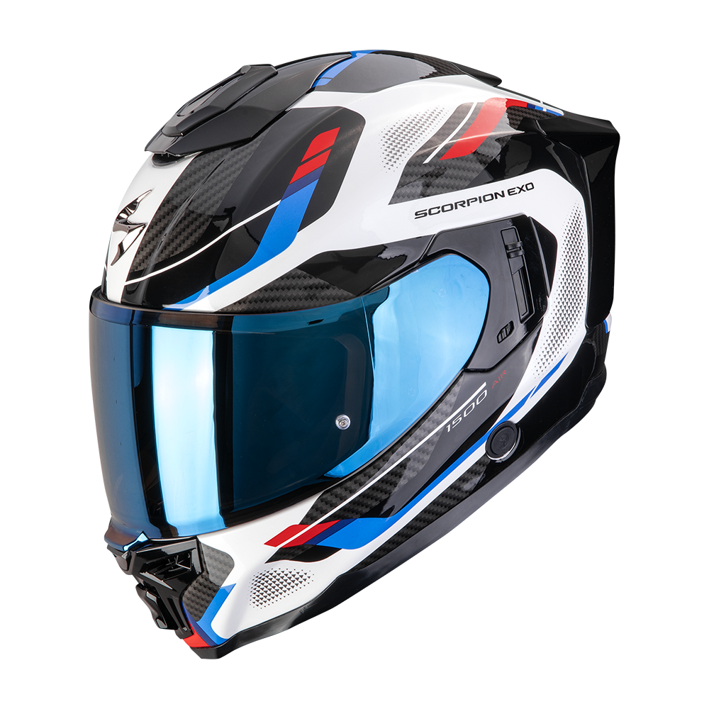 Casco Moto Integrale SCORPION EXO 1500 AIR SLEEK Bianco Rosso Blu