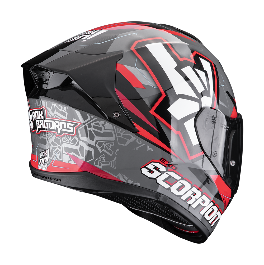 Casco Moto Integrale SCORPION EXO 530 AIR ROK Grigio Nero Rosso