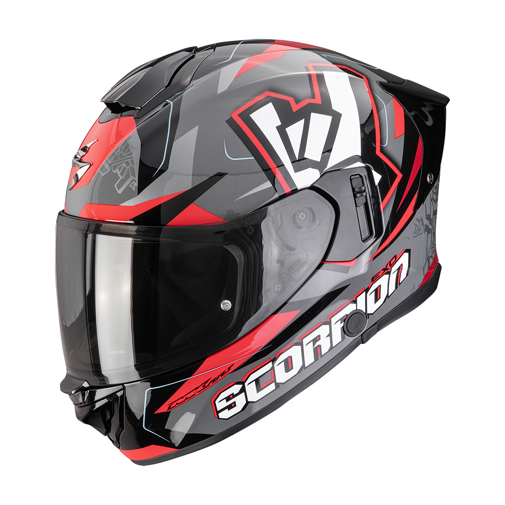 Casco Moto Integrale SCORPION EXO 530 AIR ROK Grigio Nero Rosso