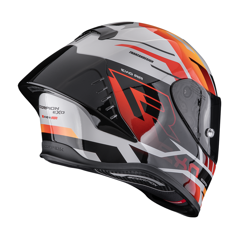 Casco Moto Integrale SCORPION EXO R1 EVO 2 AIR ADRENALINE Grigio Rosso Arancio