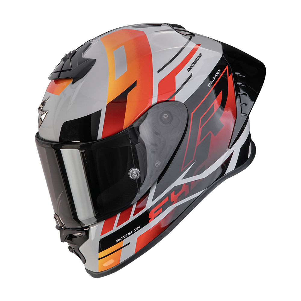 Casco Moto Integrale SCORPION EXO R1 EVO 2 AIR ADRENALINE Grigio Rosso Arancio