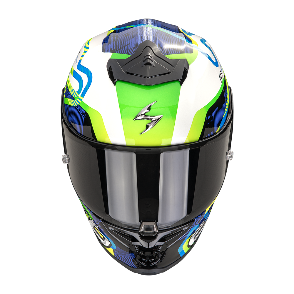 Casco Moto Integrale SCORPION EXO R1 EVO 2 AIR CORNERING Bianco Blu Verde